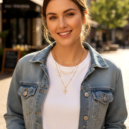 Crystal Initial Cross Necklace