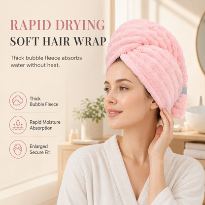 Bubble Plush Hair Towel Wrap – Quick-Dry & Super Absorbent