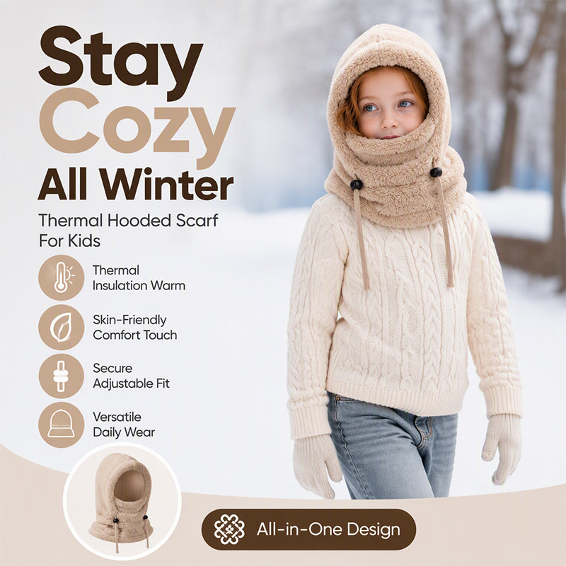 Kids' Cozy Fleece Hooded Scarf